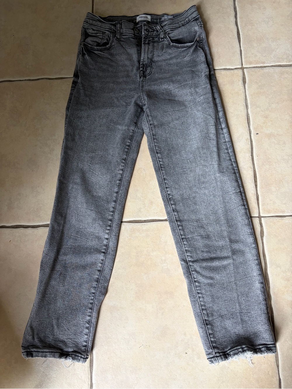 Kensie Washed Gray Straight-Leg Jeans